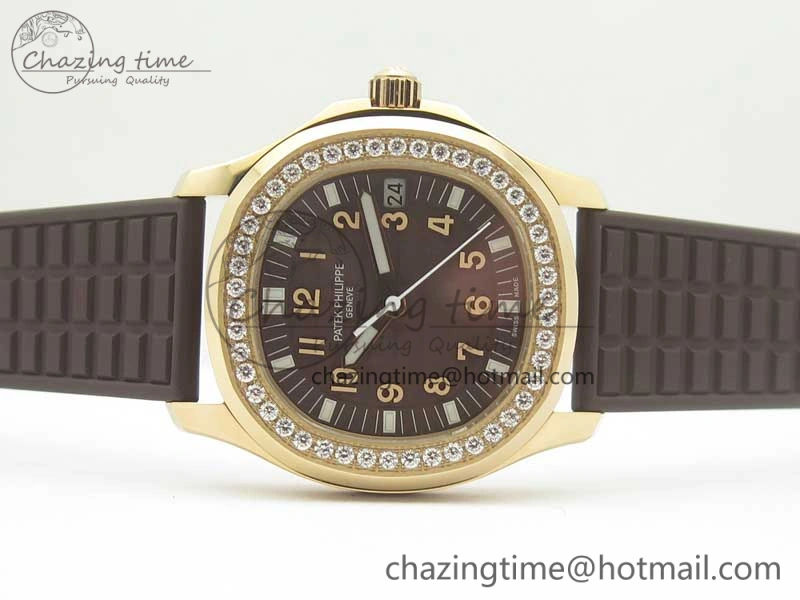 Aquanaut Jumbo 5069A RG TWF Best Edition Brown Dial Diam on Rubber Strap Asian PP324CS (Free Box)