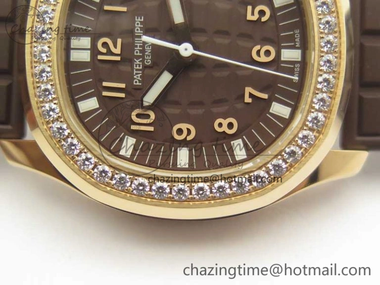 Aquanaut Jumbo 5069A RG TWF Best Edition Brown Dial Diam on Rubber Strap Asian PP324CS (Free Box)