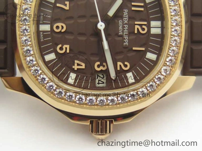 Aquanaut Jumbo 5069A RG TWF Best Edition Brown Dial Diam on Rubber Strap Asian PP324CS (Free Box)