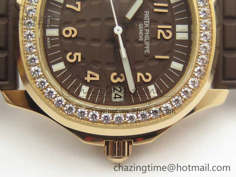 Aquanaut Jumbo 5069A RG TWF Best Edition Brown Dial Diam on Rubber Strap Asian PP324CS (Free Box)