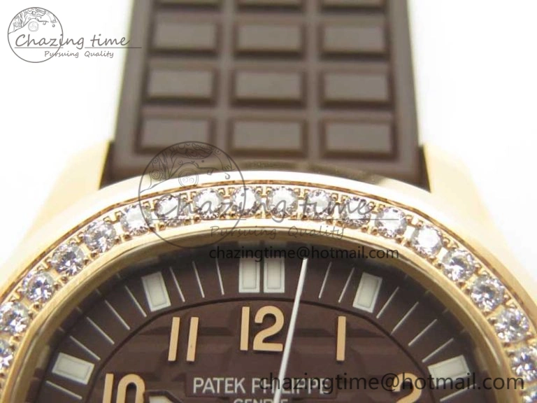 Aquanaut Jumbo 5069A RG TWF Best Edition Brown Dial Diam on Rubber Strap Asian PP324CS (Free Box)