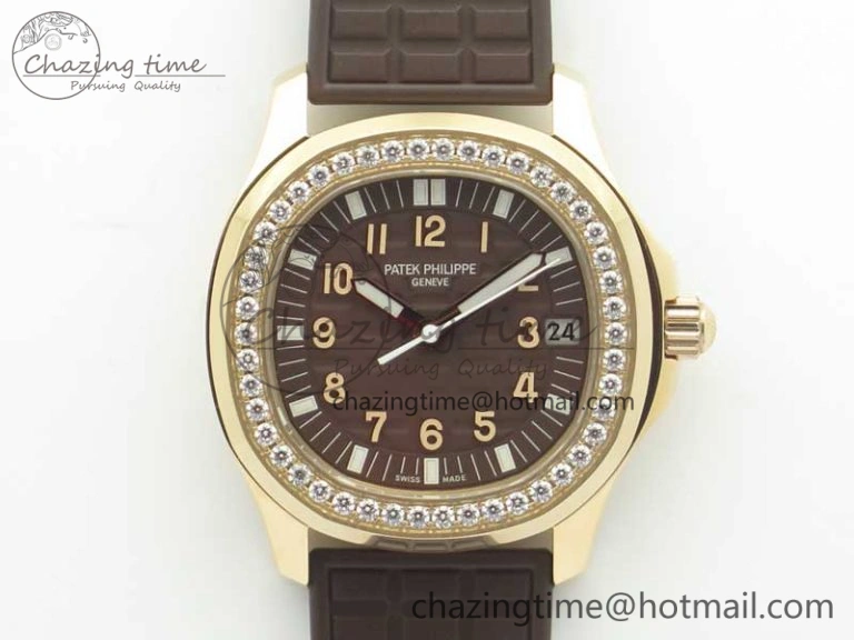 Aquanaut Jumbo 5069A RG TWF Best Edition Brown Dial Diam on Rubber Strap Asian PP324CS (Free Box)