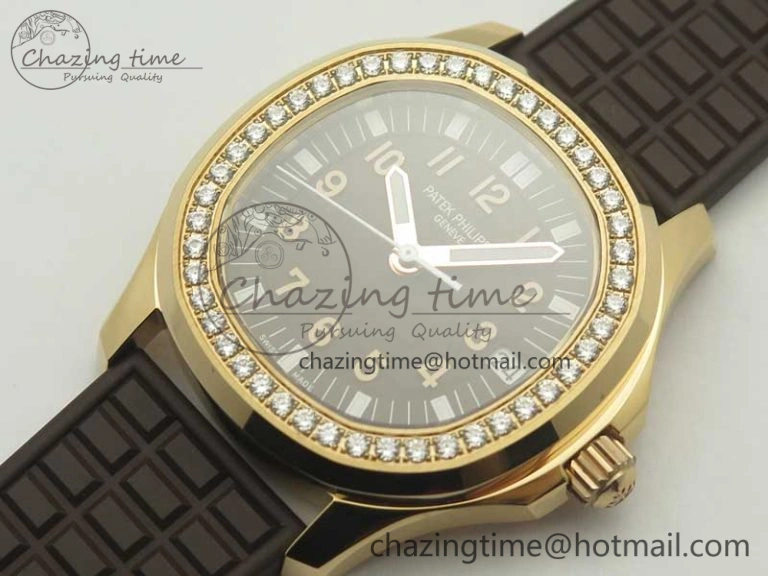 Aquanaut Jumbo 5069A RG TWF Best Edition Brown Dial Diam on Rubber Strap Asian PP324CS (Free Box)