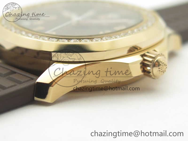 Aquanaut Jumbo 5069A RG TWF Best Edition Brown Dial Diam on Rubber Strap Asian PP324CS (Free Box)