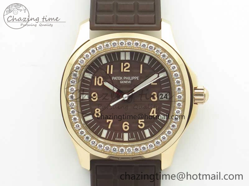 Aquanaut Jumbo 5069A RG TWF Best Edition Brown Dial Diam on Rubber Strap Asian PP324CS (Free Box)