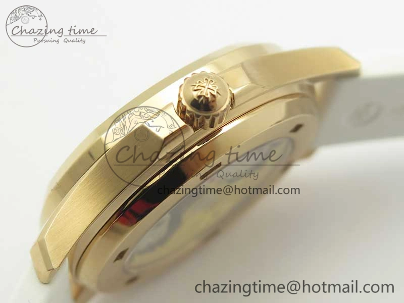 Aquanaut Jumbo 5069A RG TWF Best Edition White Dial Diam on Rubber Strap Asian PP324CS (Free Box)
