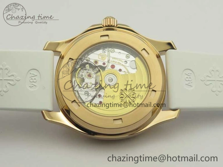 Aquanaut Jumbo 5069A RG TWF Best Edition White Dial Diam on Rubber Strap Asian PP324CS (Free Box)