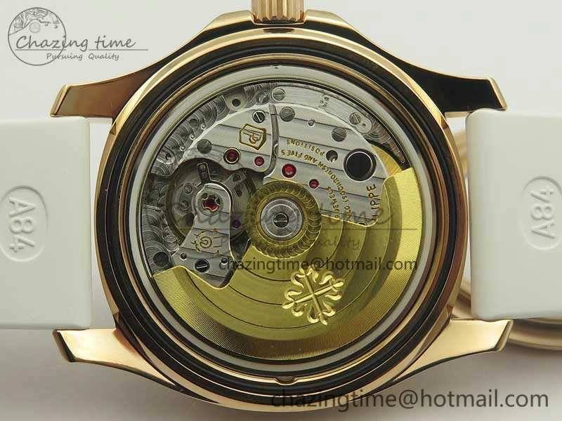 Aquanaut Jumbo 5069A RG TWF Best Edition White Dial Diam on Rubber Strap Asian PP324CS (Free Box)