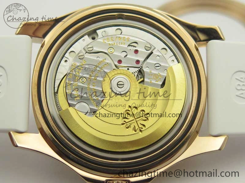 Aquanaut Jumbo 5069A RG TWF Best Edition White Dial Diam on Rubber Strap Asian PP324CS (Free Box)