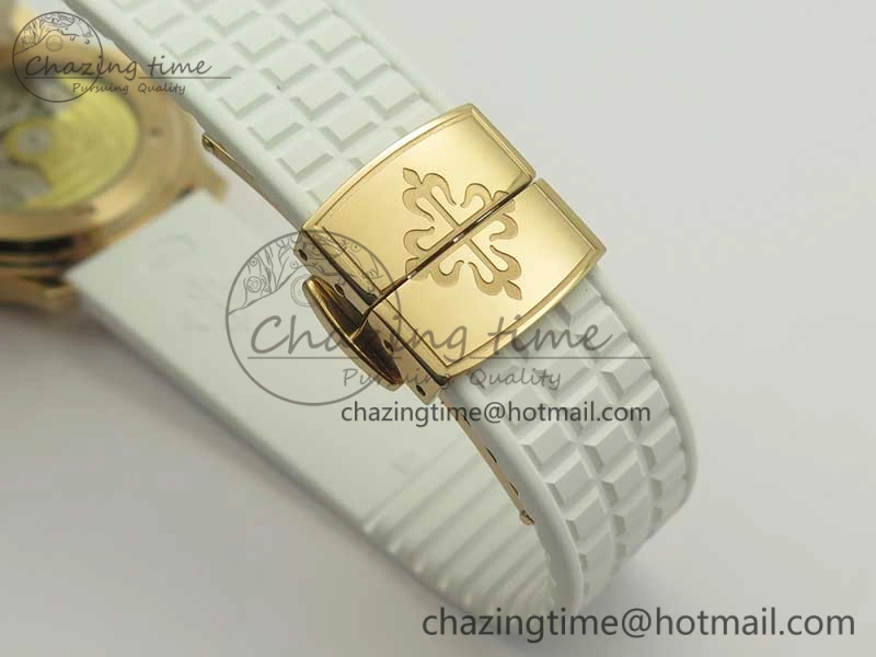 Aquanaut Jumbo 5069A RG TWF Best Edition White Dial Diam on Rubber Strap Asian PP324CS (Free Box)