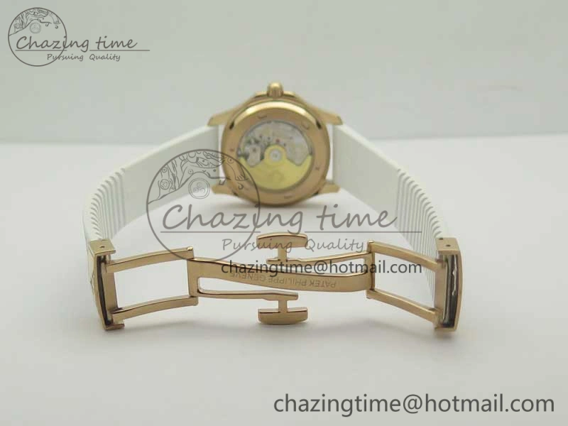 Aquanaut Jumbo 5069A RG TWF Best Edition White Dial Diam on Rubber Strap Asian PP324CS (Free Box)