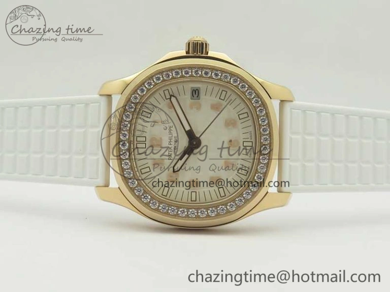 Aquanaut Jumbo 5069A RG TWF Best Edition White Dial Diam on Rubber Strap Asian PP324CS (Free Box)