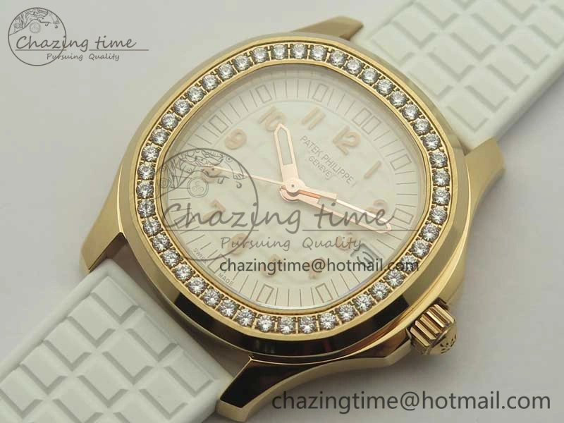 Aquanaut Jumbo 5069A RG TWF Best Edition White Dial Diam on Rubber Strap Asian PP324CS (Free Box)