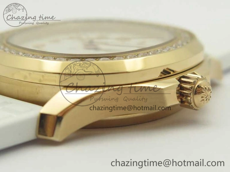 Aquanaut Jumbo 5069A RG TWF Best Edition White Dial Diam on Rubber Strap Asian PP324CS (Free Box)