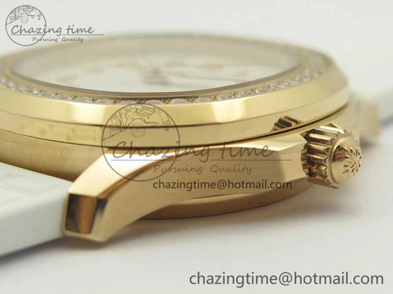 Aquanaut Jumbo 5069A RG TWF Best Edition White Dial Diam on Rubber Strap Asian PP324CS (Free Box)