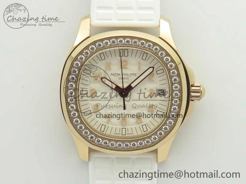 Aquanaut Jumbo 5069A RG TWF Best Edition White Dial Diam on Rubber Strap Asian PP324CS (Free Box)