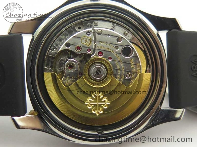Aquanaut Jumbo 5069G SS Best Edition Black Dial On Black Rubber Strap Asian PP324CS(Free Box)