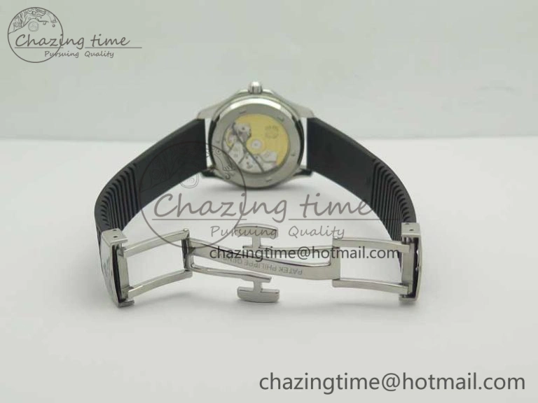 Aquanaut Jumbo 5069G SS Best Edition Black Dial On Black Rubber Strap Asian PP324CS(Free Box)