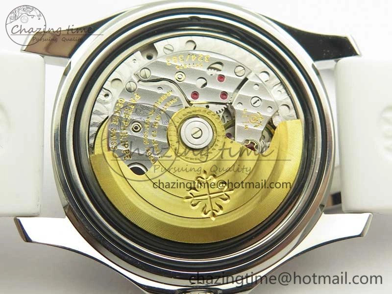 Aquanaut Jumbo 5069G SS Best Edition White Dial On White Rubber Strap Asian PP324CS(Free Box)