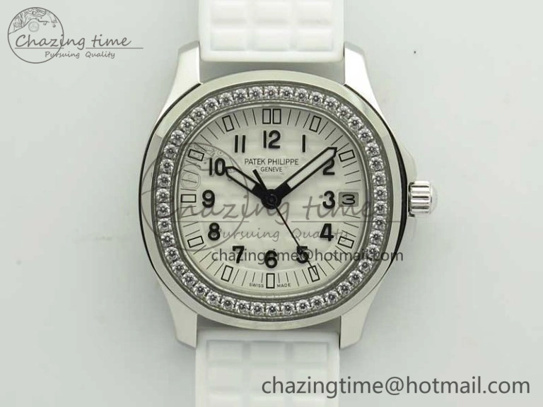 Aquanaut Jumbo 5069G SS Best Edition White Dial On White Rubber Strap Asian PP324CS(Free Box)