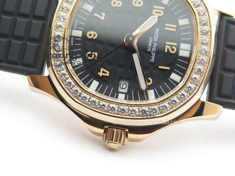 Aquanaut RG 35mm Best Edition Black Dial Diamond Bezel On Black Rubber Strap Ronda Quartz