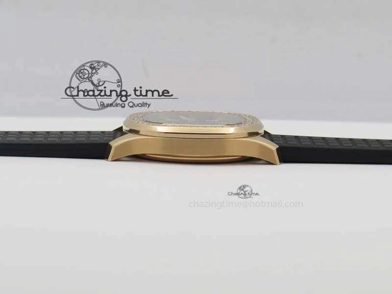 Aquanaut RG 35mm Best Edition Black Dial Diamond Bezel On Black Rubber Strap Ronda Quartz