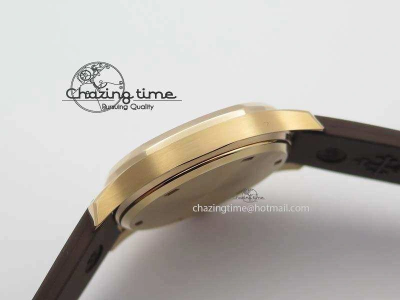 Aquanaut RG 35mm Best Edition Brown Dial Diamond Bezel On Brown Rubber Strap Ronda Quartz