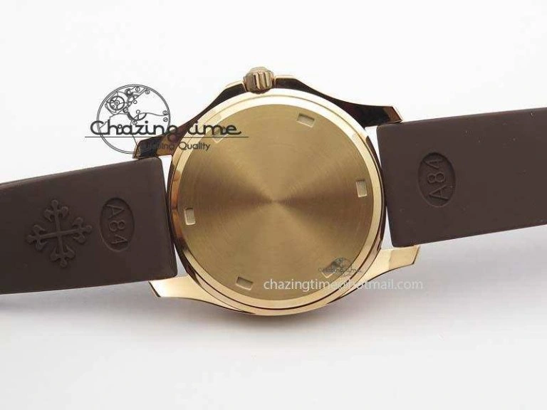 Aquanaut RG 35mm Best Edition Brown Dial Diamond Bezel On Brown Rubber Strap Ronda Quartz