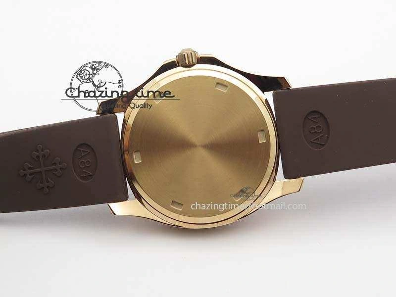 Aquanaut RG 35mm Best Edition Brown Dial Diamond Bezel On Brown Rubber Strap Ronda Quartz