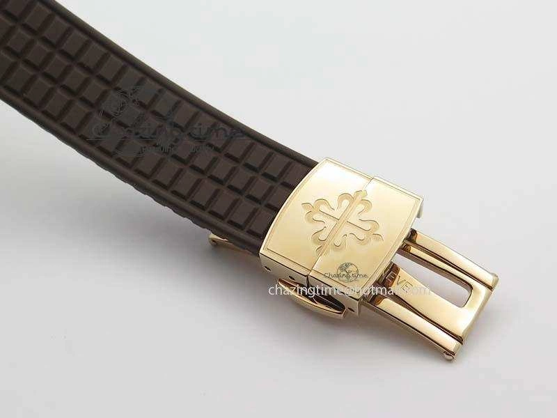 Aquanaut RG 35mm Best Edition Brown Dial Diamond Bezel On Brown Rubber Strap Ronda Quartz