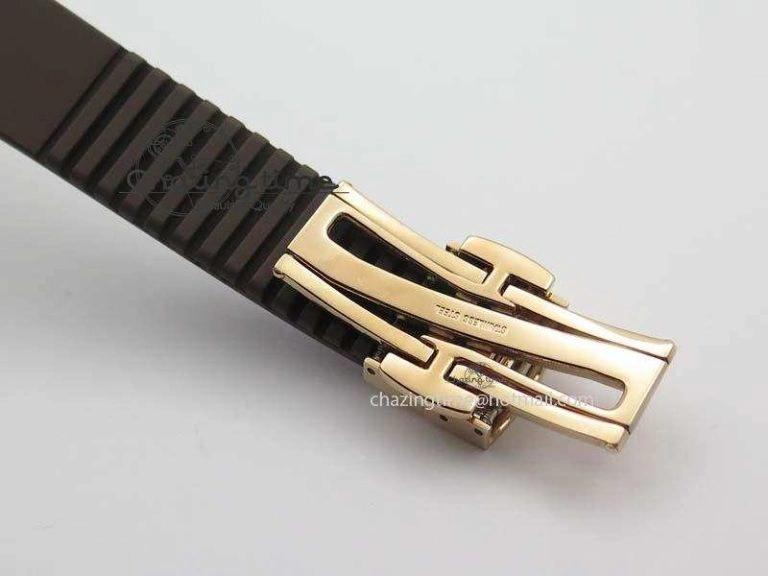Aquanaut RG 35mm Best Edition Brown Dial Diamond Bezel On Brown Rubber Strap Ronda Quartz