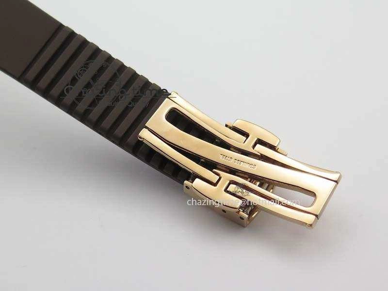 Aquanaut RG 35mm Best Edition Brown Dial Diamond Bezel On Brown Rubber Strap Ronda Quartz