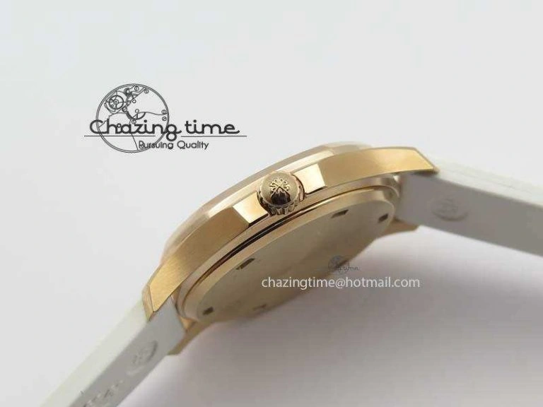 Aquanaut RG 35mm Best Edition White Dial Diamond Bezel On White Rubber Strap Ronda Quartz