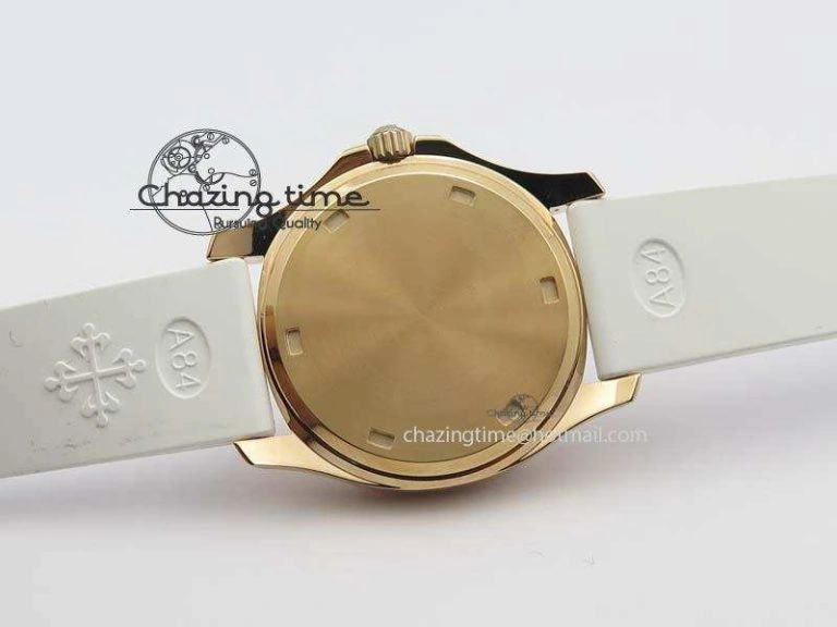Aquanaut RG 35mm Best Edition White Dial Diamond Bezel On White Rubber Strap Ronda Quartz