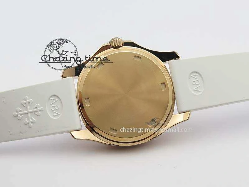 Aquanaut RG 35mm Best Edition White Dial Diamond Bezel On White Rubber Strap Ronda Quartz