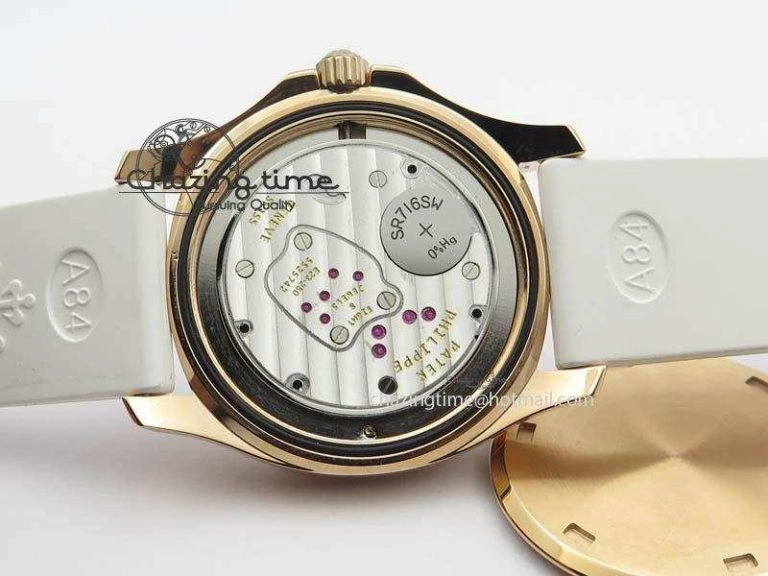 Aquanaut RG 35mm Best Edition White Dial Diamond Bezel On White Rubber Strap Ronda Quartz