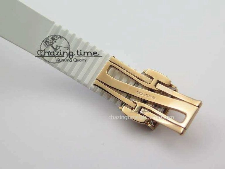 Aquanaut RG 35mm Best Edition White Dial Diamond Bezel On White Rubber Strap Ronda Quartz