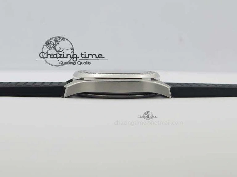 Aquanaut SS 35mm Best Editon Black Dial Diamond Bezel on Black Rubber Strap Ronda Quartz