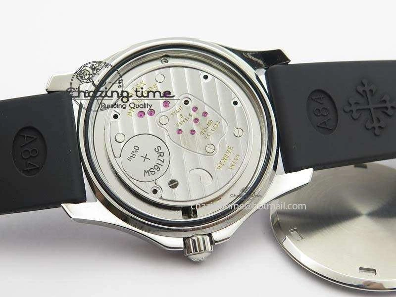 Aquanaut SS 35mm Best Editon Black Dial Diamond Bezel on Black Rubber Strap Ronda Quartz
