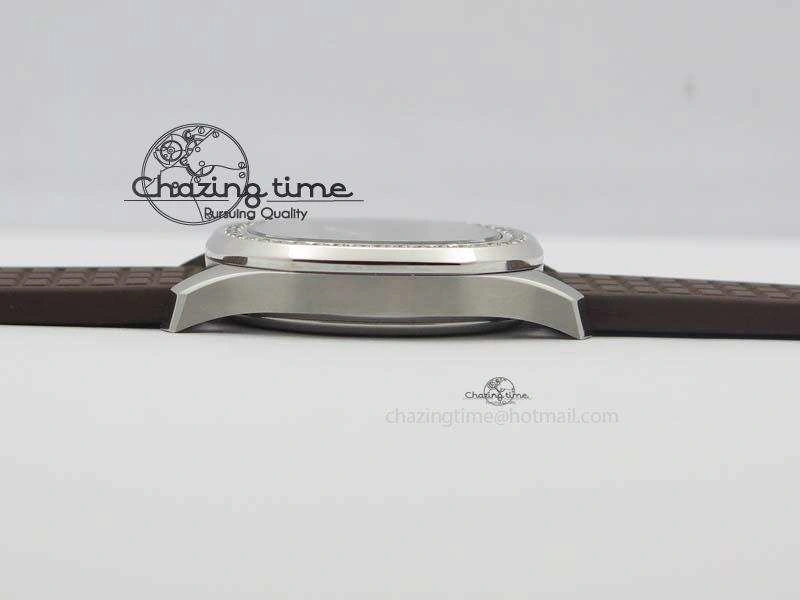 Aquanaut SS 35mm Best Editon Brown Dial Diamond Bezel on Brown Rubber Strap Ronda Quartz