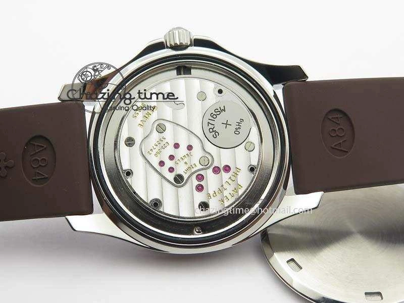 Aquanaut SS 35mm Best Editon Brown Dial Diamond Bezel on Brown Rubber Strap Ronda Quartz