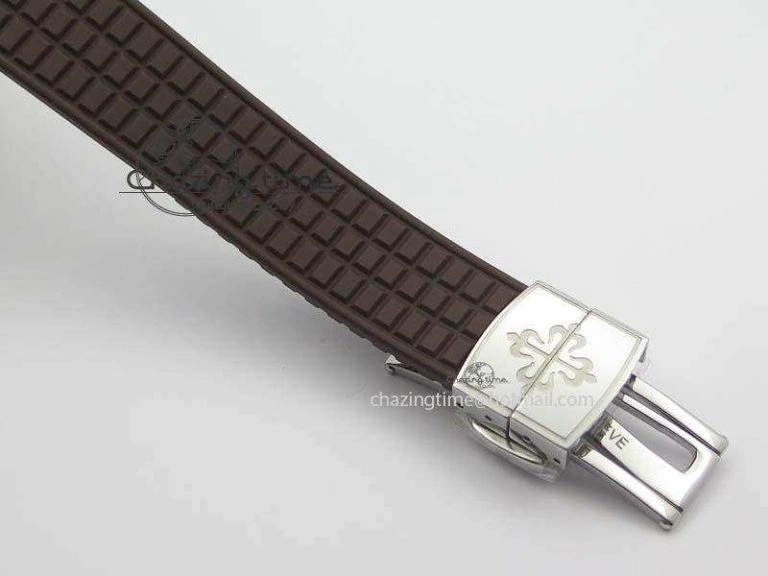 Aquanaut SS 35mm Best Editon Brown Dial Diamond Bezel on Brown Rubber Strap Ronda Quartz