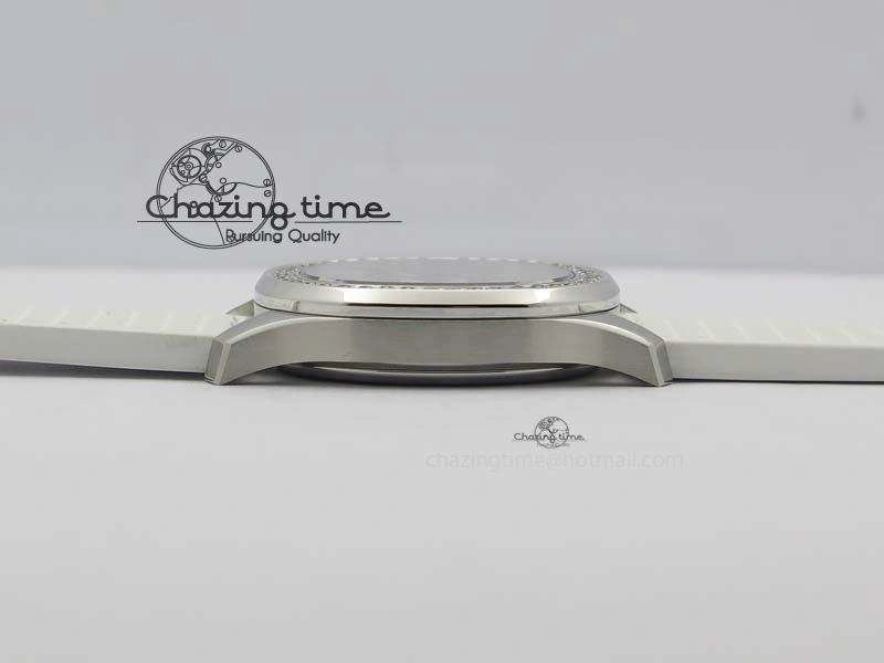 Aquanaut SS 35mm Best Editon White Dial Diamond Bezel On White Rubber Strap Ronda Quartz
