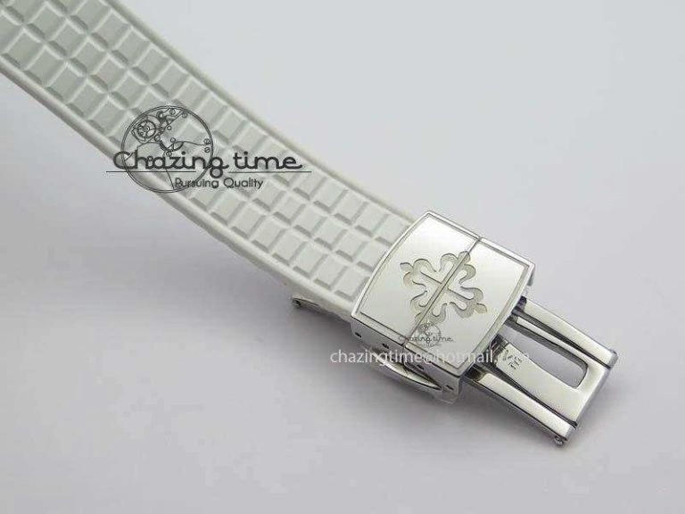 Aquanaut SS 35mm Best Editon White Dial Diamond Bezel On White Rubber Strap Ronda Quartz