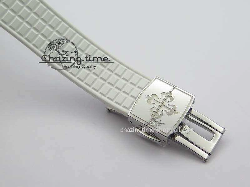 Aquanaut SS 35mm Best Editon White Dial Diamond Bezel On White Rubber Strap Ronda Quartz