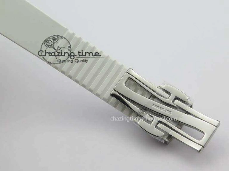 Aquanaut SS 35mm Best Editon White Dial Diamond Bezel On White Rubber Strap Ronda Quartz
