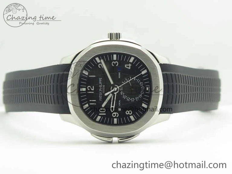 Aquanaut Time Travel 5164A SS Black Dial On Rubber Strap 324SC