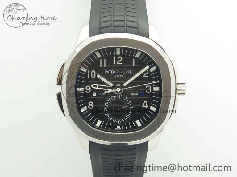 Aquanaut Time Travel 5164A SS Black Dial On Rubber Strap 324SC