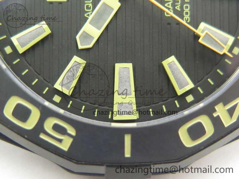 Aquaracer Calibre 43mm DLC V6F Best Edition Black Textured Dial Ceramic Bezel On Nylon Strap A2824