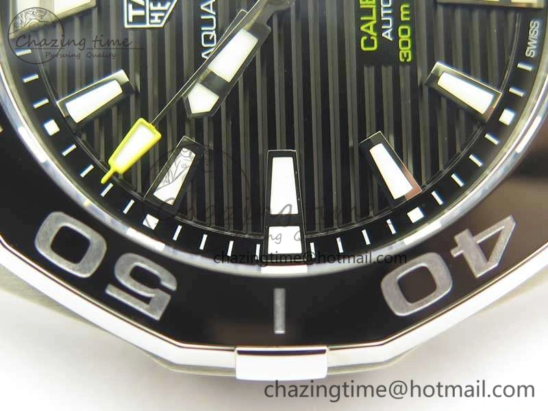 Aquaracer Calibre 43mm SS V6F Best Edition Black Textured Dial Ceramic Bezel On Nylon Strap A2824